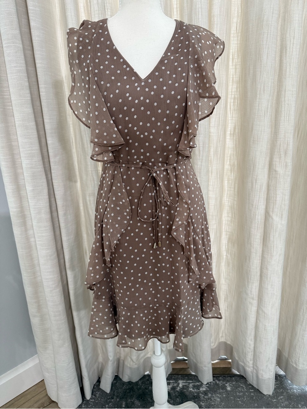 Tommy Hilfiger Brown Polka Dot Mini Dress